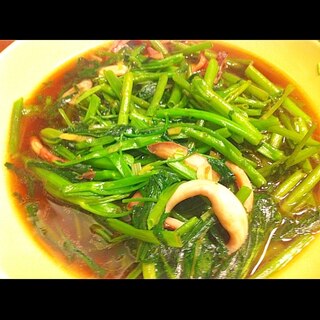 空心菜と椎茸の中華炒め